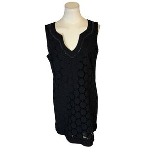 HALE BOB‎ Cabana Black Eyelet Sequins Summer Beach Vacation Party Size L Mini